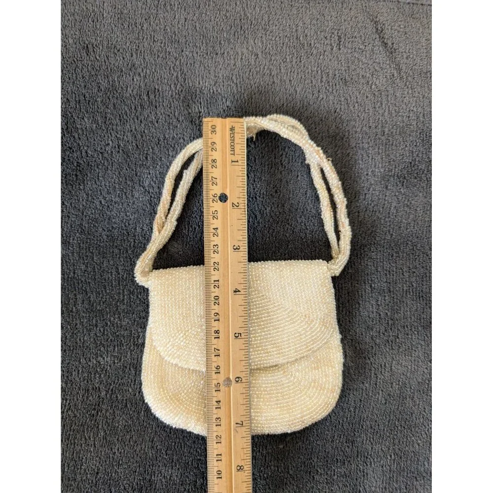 Vintage Midcentury Richere Bag by Walborg Japan Mini‎ Cream Beaded Handbag